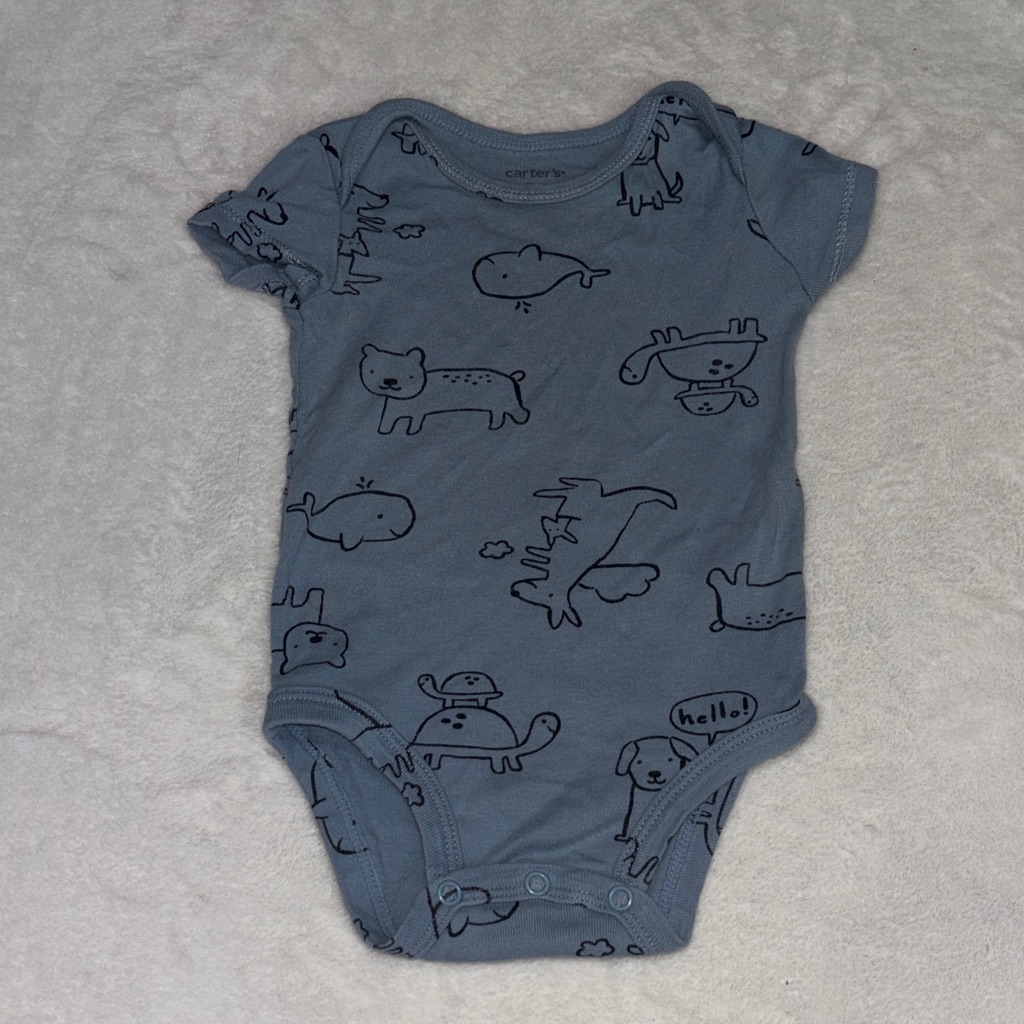 (3 For $10) Carter's Blue Animal Pattern Bodysuit